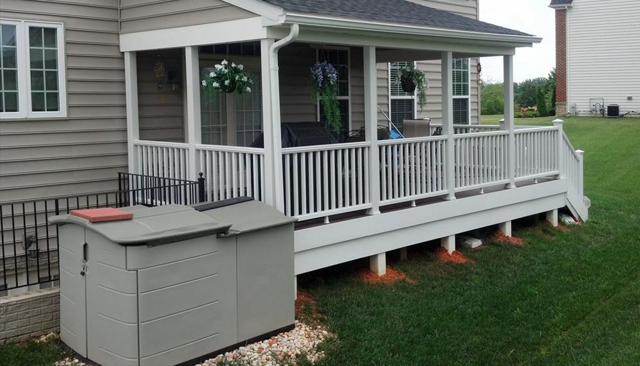 This open porch project was added on to an existing Trex deck.
