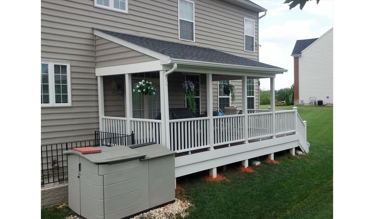 This open porch project was added on to an existing Trex deck.