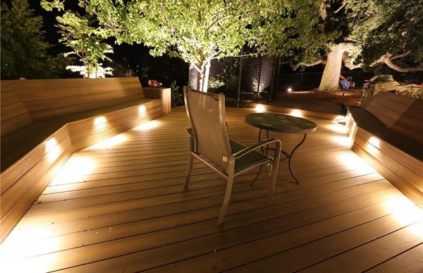 Custom Trex Transcend Deck - Havana Gold w/ Lighting