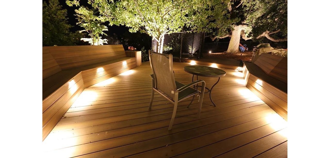 Custom Trex Transcend Deck - Havana Gold w/ Lighting