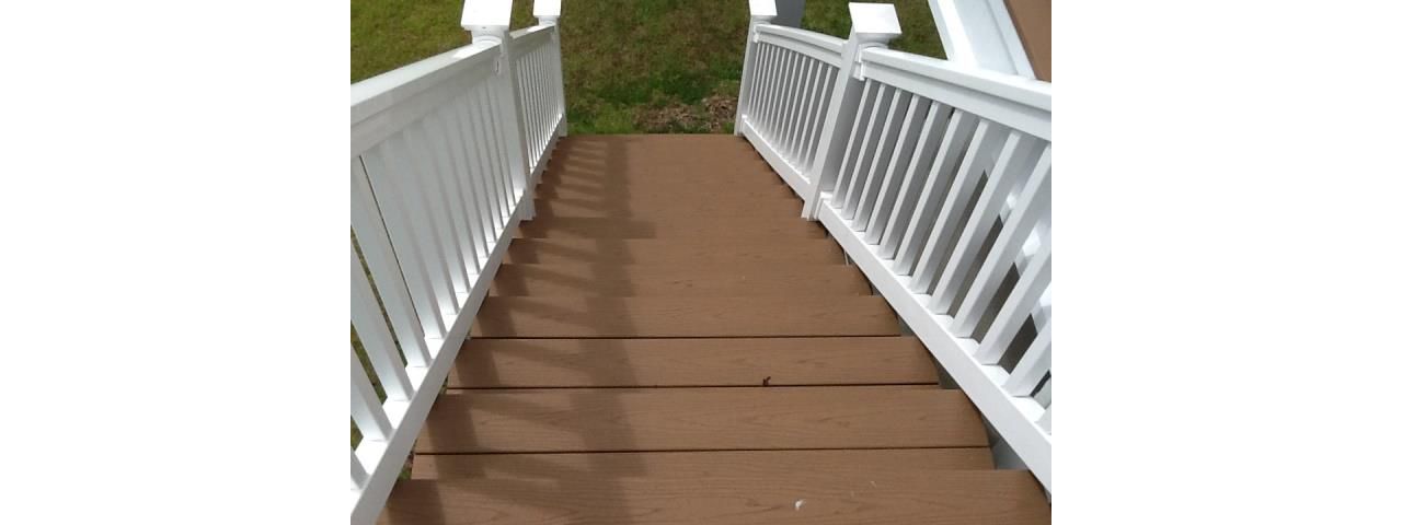 Trex Beach Dune stairs are finished off with riser boards
