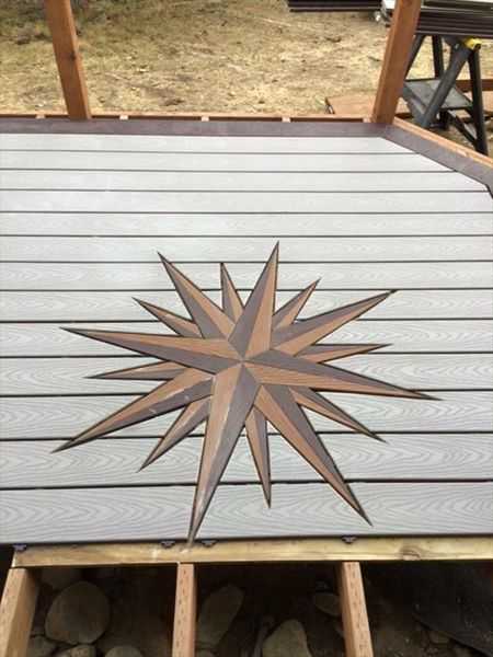 Another deck showing our signature mariners compass.  N SKY even orientated to point true north!