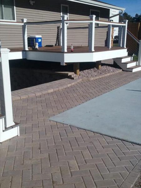 Deck around pool with paver patio