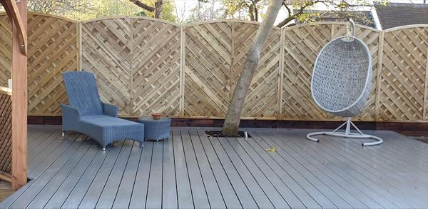 Trex Transcend composite decking in Grevel path colour.