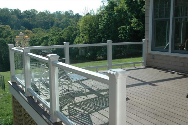Trex decking , glass rail