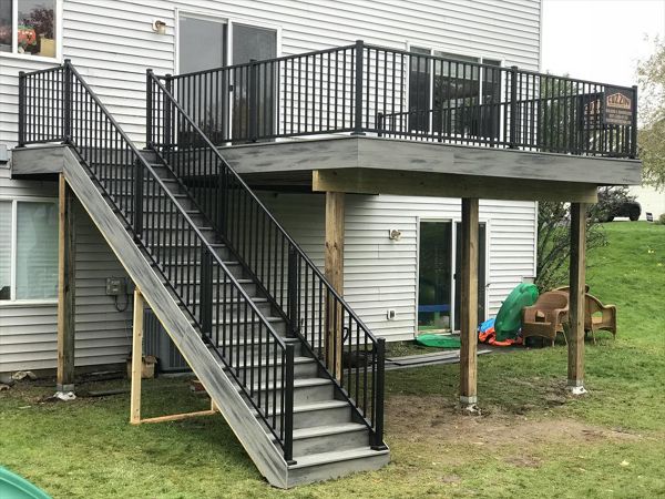 Trex Transcend Island Mist Composite Deck with Black Aluminum Rail &amp;amp; Lights in Woodbury, MN