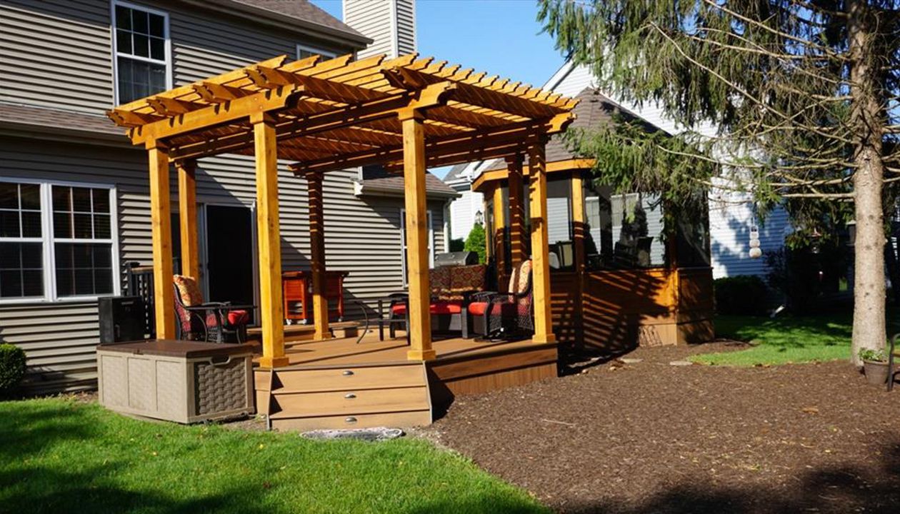 Trex Deck with cedar gazebo and Pergola