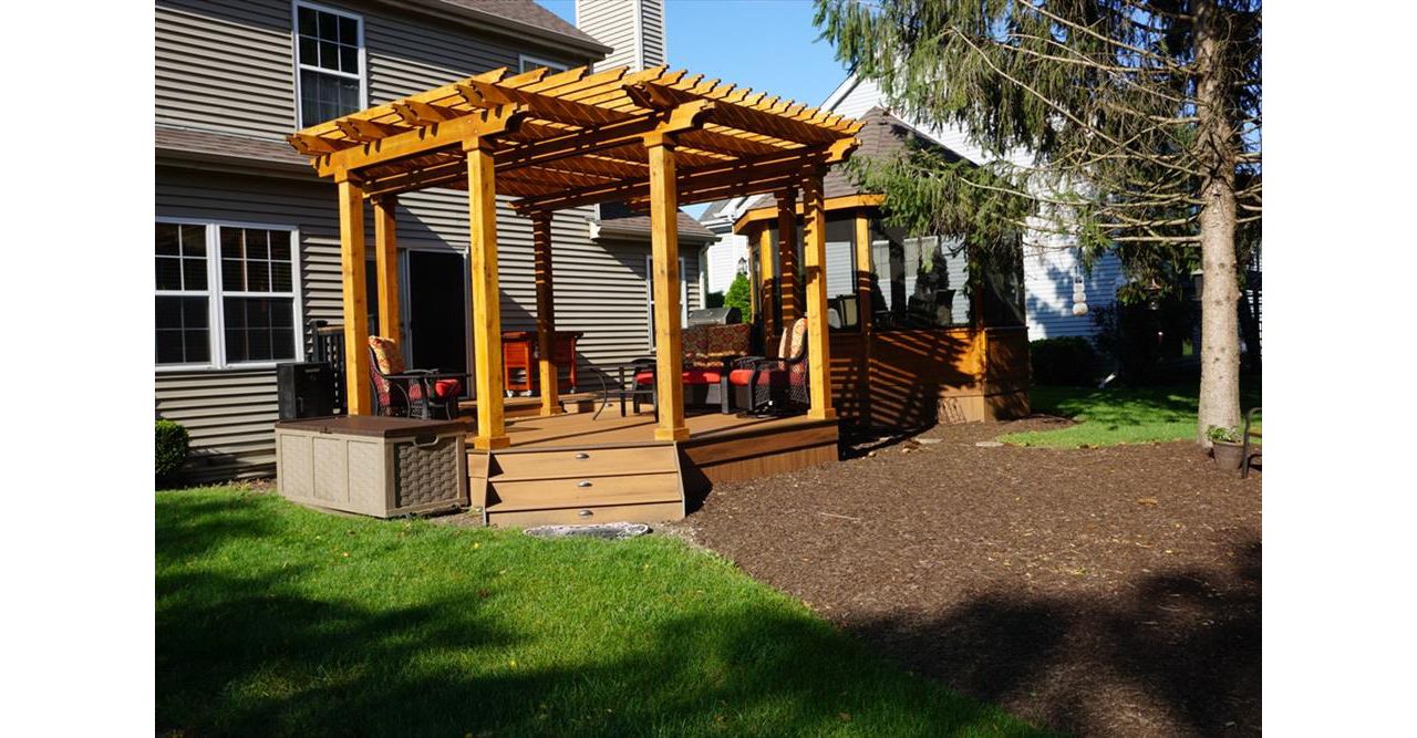 Trex Deck with cedar gazebo and Pergola