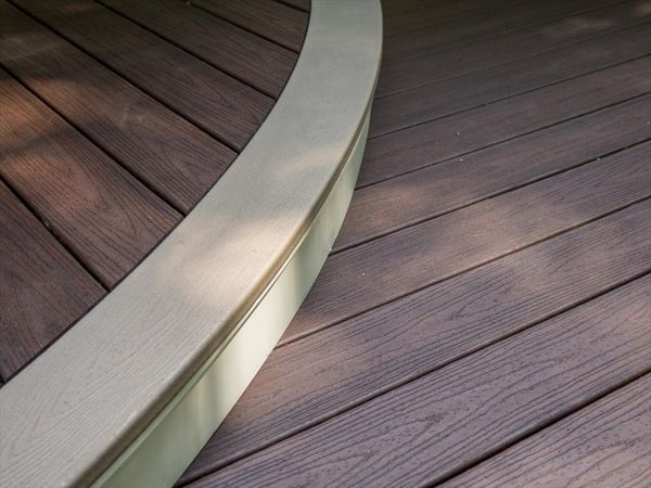 Deck and Screened Porch with Curved Step, Built In Seating, Trex Transcend, Spiced Rum, Ridgefield, CT