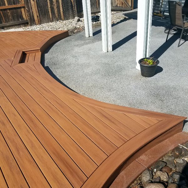 Curved Trex pool deck detail in Reno, Nev.