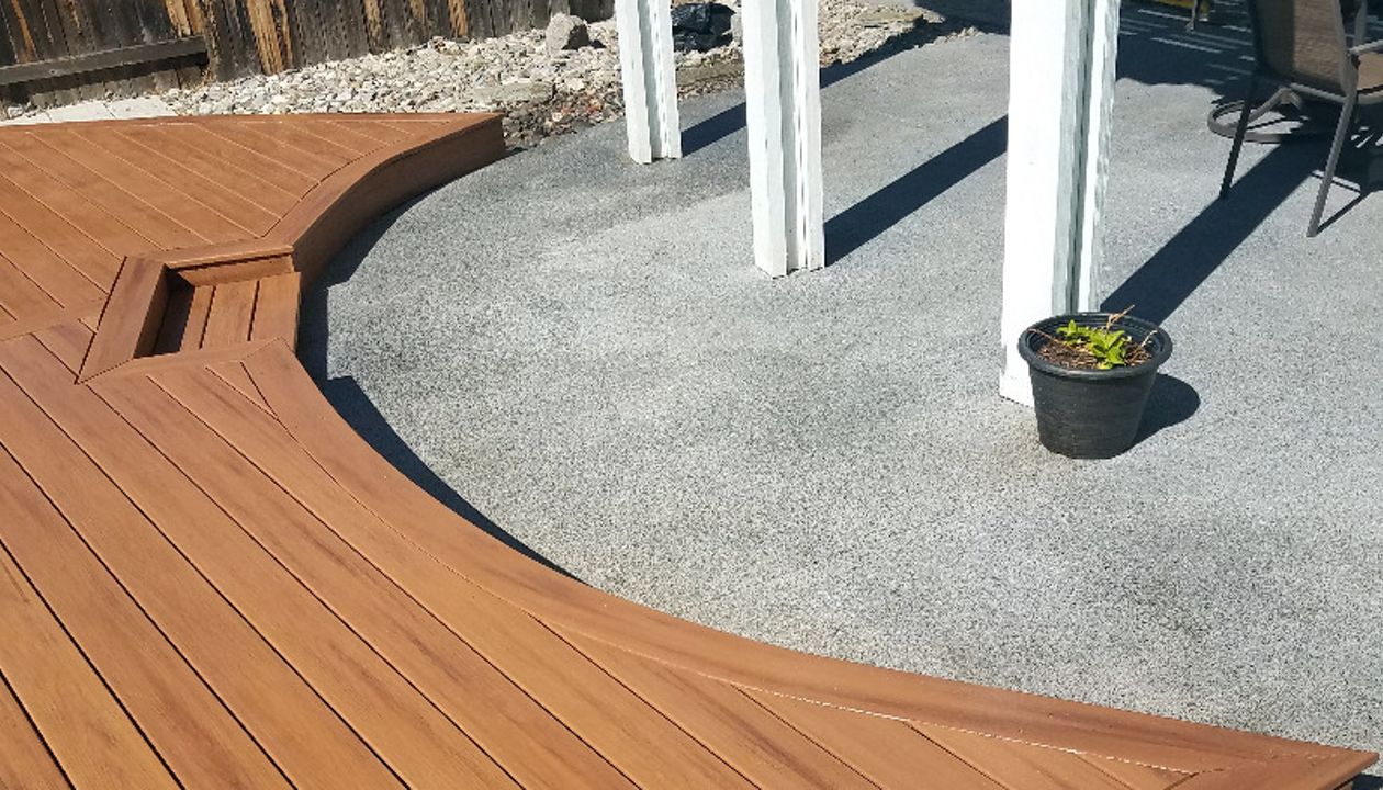 Curved Trex pool deck detail in Reno, Nev.