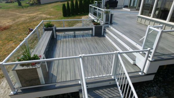 Trex Transcends Island Mist with built in BBQ, Benches and Planter Boxes in Island Mist Gig Harbor
