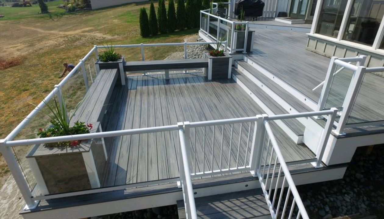 Trex Transcends Island Mist with built in BBQ, Benches and Planter Boxes in Island Mist Gig Harbor