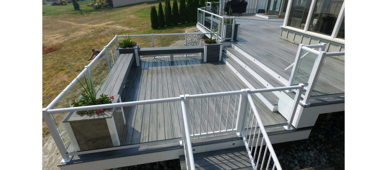 Trex Transcends Island Mist with built in BBQ, Benches and Planter Boxes in Island Mist Gig Harbor