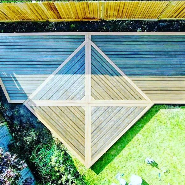 Trex Transcend Tiki Torch and Trex Transcend Spiced Rum Decking in Dorking , England UK