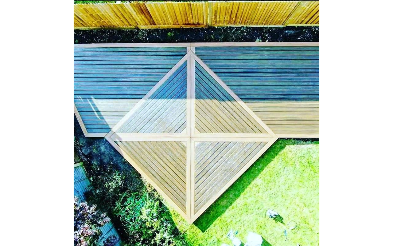 Trex Transcend Tiki Torch and Trex Transcend Spiced Rum Decking in Dorking , England UK