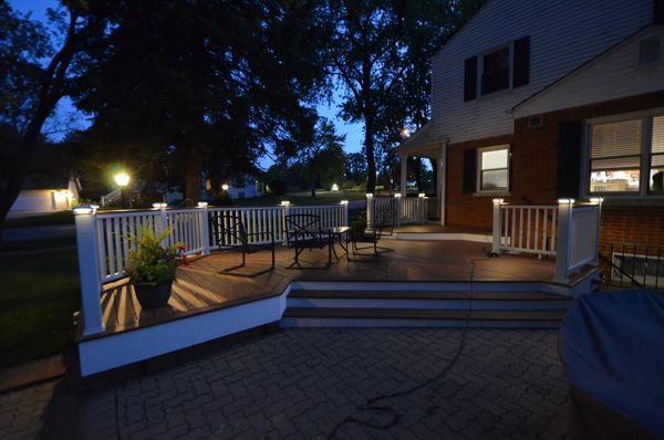 Trex Transcend Tiki Torch Decking with White Railings - Downers Grove, IL