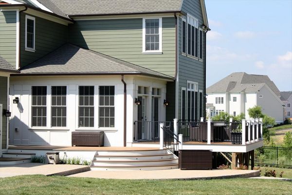 View of a trex deck from the front walkway