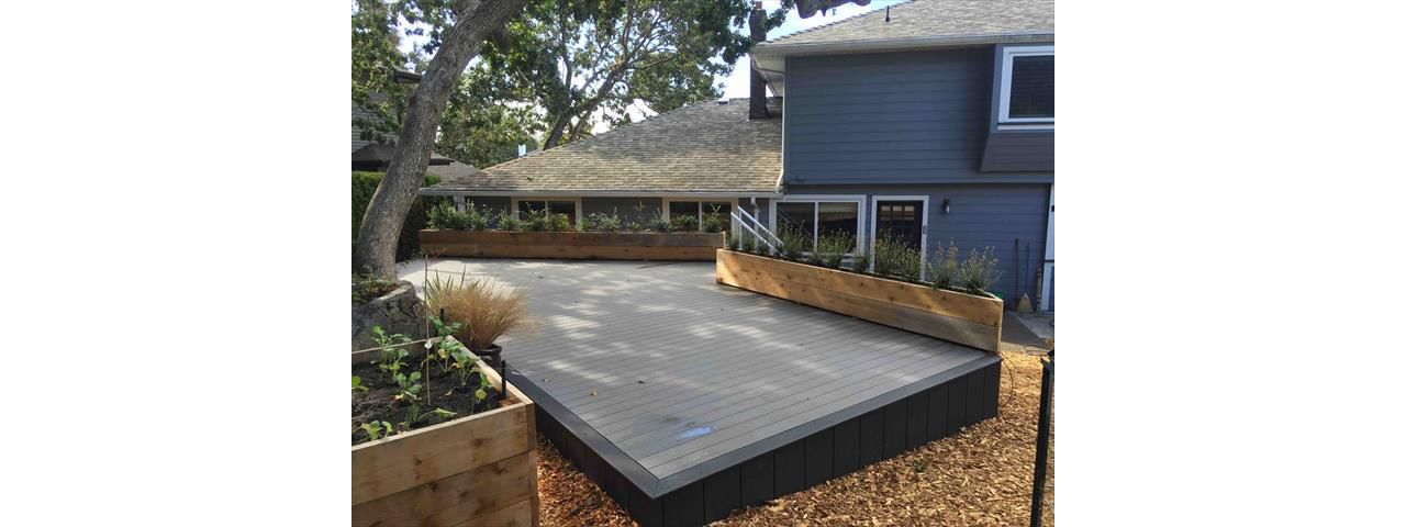 Garden deck under Oak Trees