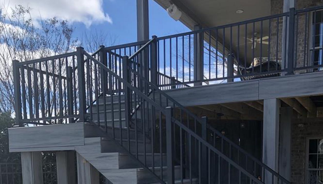 Transcend Island Mist Decking / Facia /Wrapped Posts with Signature Black Railing