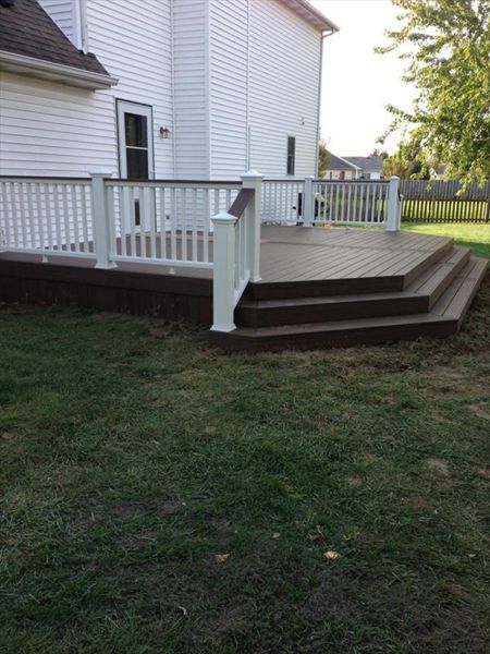 Lava Rock Deck with Trancend railing with a drink ledge