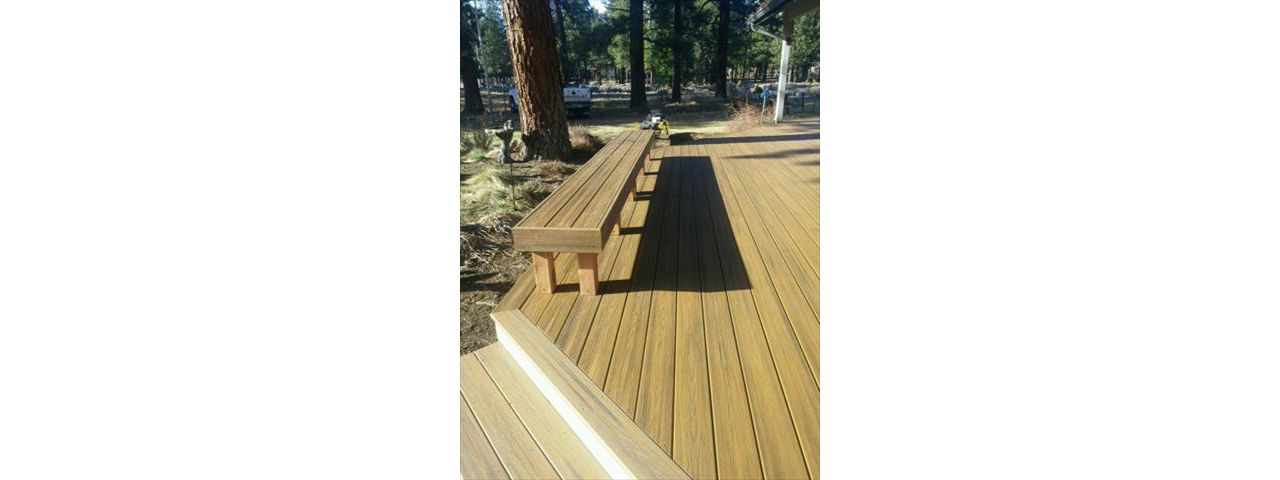 Sisters, Oregon Trex Transcend Havana Gold deck and benches.
