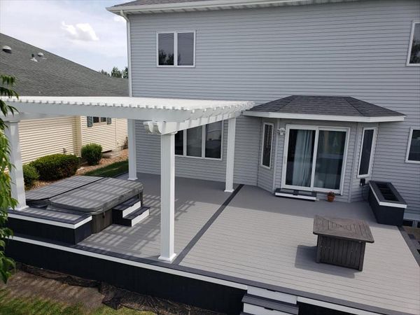 Build Right, Inc. Trex Low-Maintenance Select Decking in 2 colors, Winchester Grey Borders and Pebble Grey Body with White Accent Trim in the Fargo, ND/ Moorhead, MN Area
