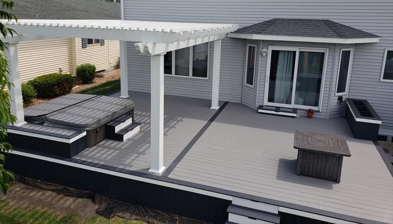 Build Right, Inc. Trex Low-Maintenance Select Decking in 2 colors, Winchester Grey Borders and Pebble Grey Body with White Accent Trim in the Fargo, ND/ Moorhead, MN Area