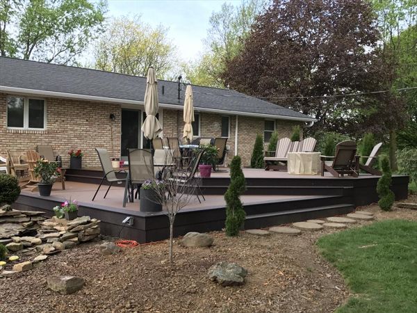 Select decking with recessed and riser lights