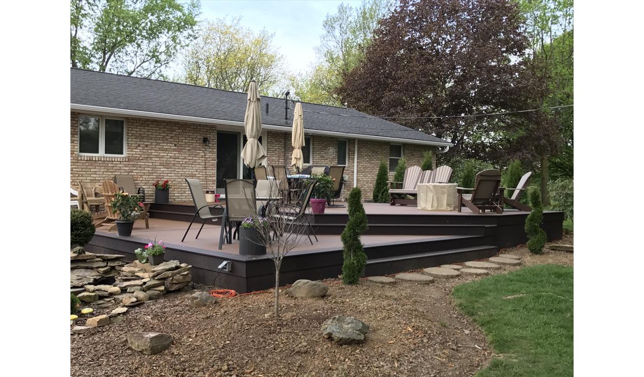 Select decking with recessed and riser lights