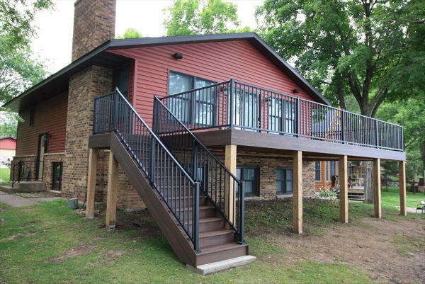 Trex Transcend Lava Rock with Black Aluminum Railing