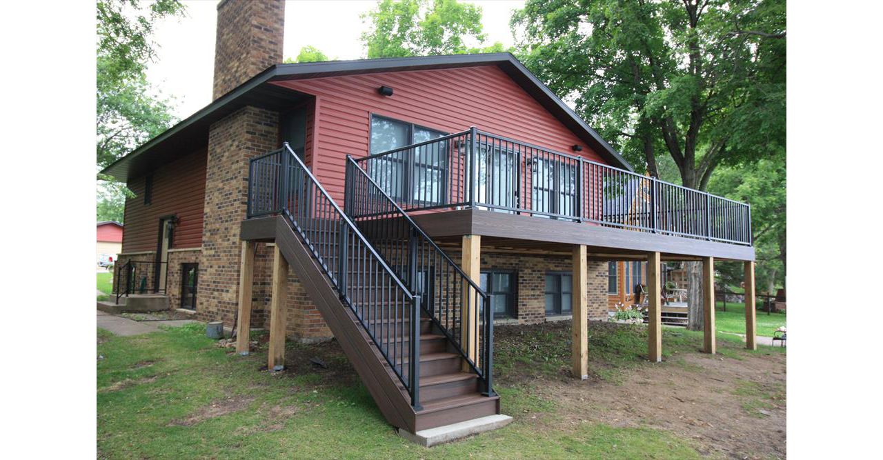 Trex Transcend Lava Rock with Black Aluminum Railing