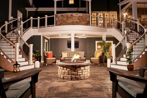 Dual Curved Staircase with firepit Fulton, MD