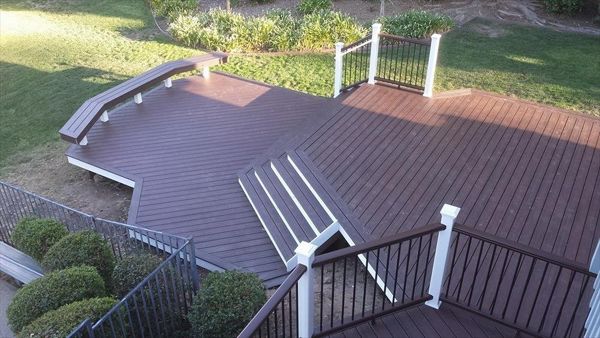 Custom Lava Rock Trex deck with Transcend Railing.