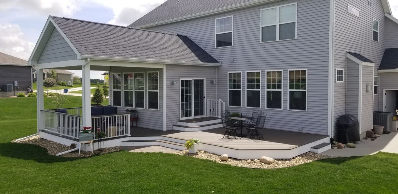 Roof extension over Trex Enhanced Coastal Bluff deck