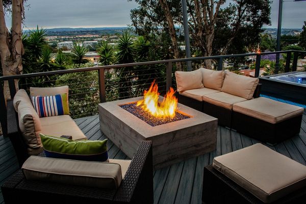 Deck in Del Mar with Built in Fire Feature