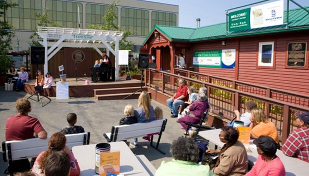 Visitors flock to the downtown Anchorage Treeline Trex stage