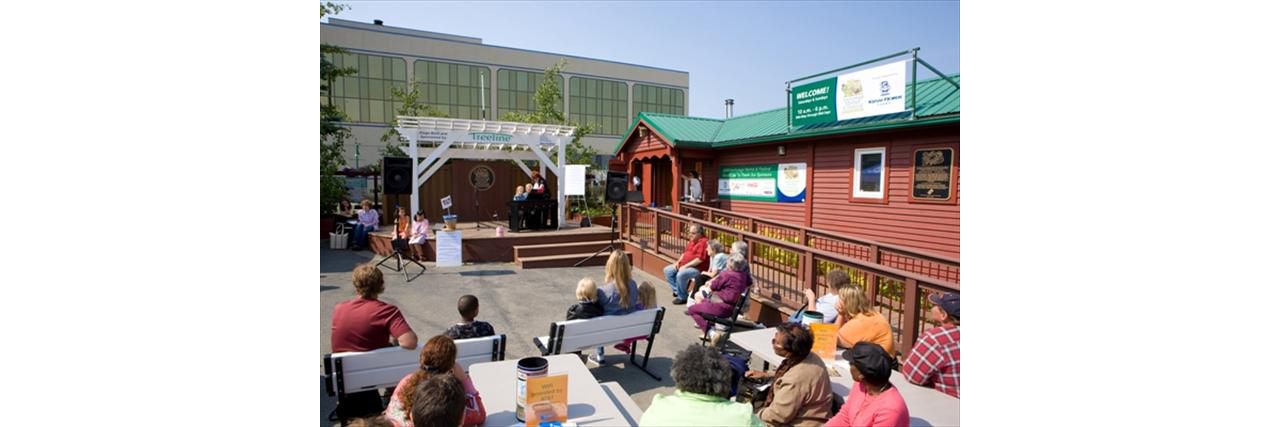 Visitors flock to the downtown Anchorage Treeline Trex stage