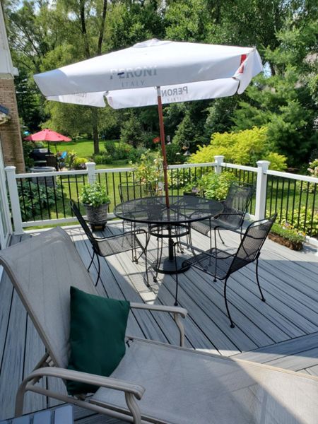 You can divide your deck into different functional areas through the use of boarders and breaker boards.  This deck features a seating are that is prepped for future screened in room and another outdoor seating area.