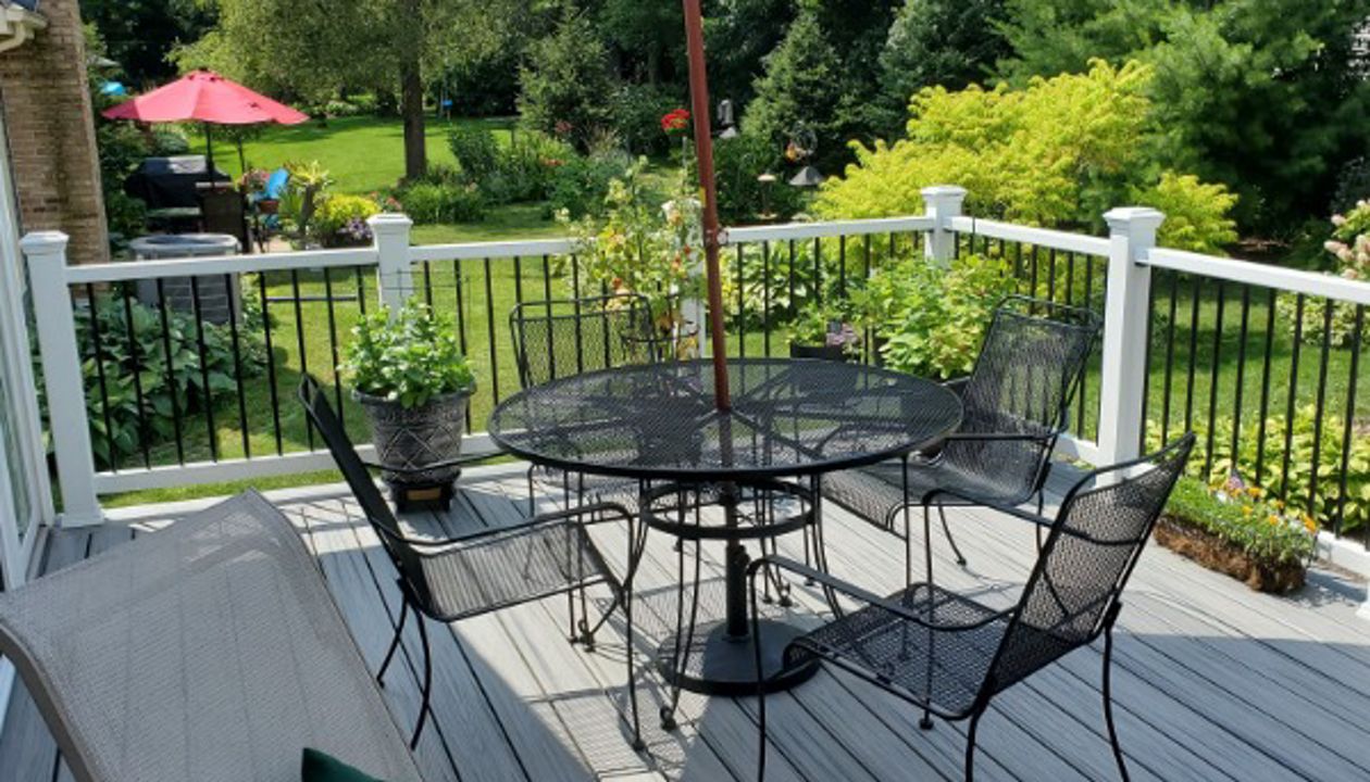 You can divide your deck into different functional areas through the use of boarders and breaker boards.  This deck features a seating are that is prepped for future screened in room and another outdoor seating area.