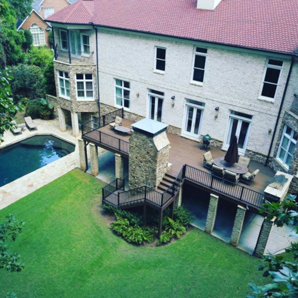 Trex Transcend Deck with Outdoor Kitchen and Fireplace