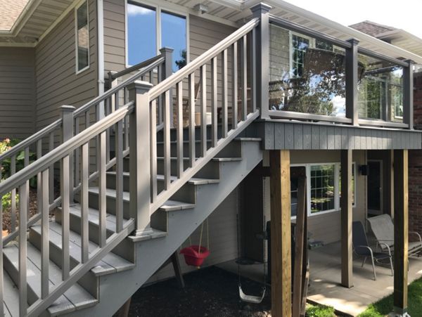 Trex Select Pebble Gray with Transcend Glass railing