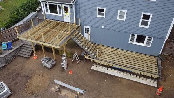 Deck Frame on Beautiful 2-Tier Outdoor Living Space, in Ipswich, MA