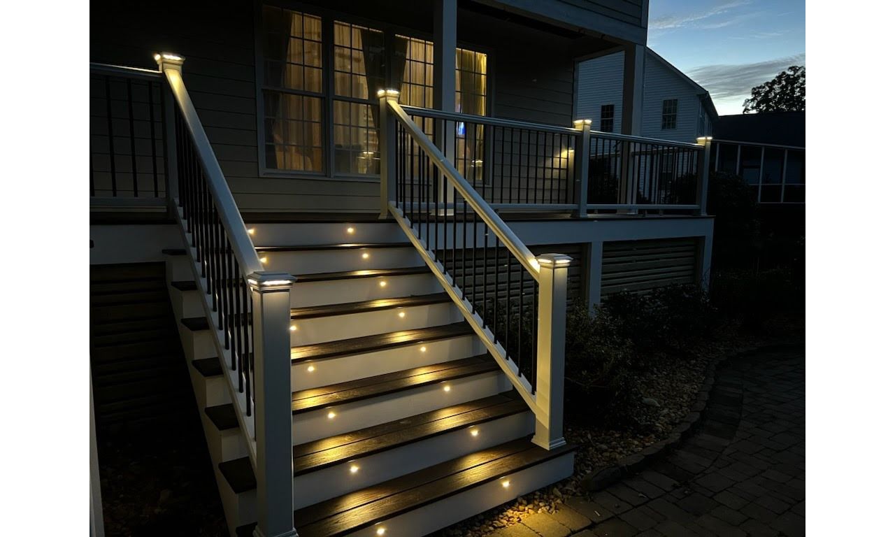 Trex Lava Rock with LED Post Cap Lights and Riser Lights, Clayton NC
