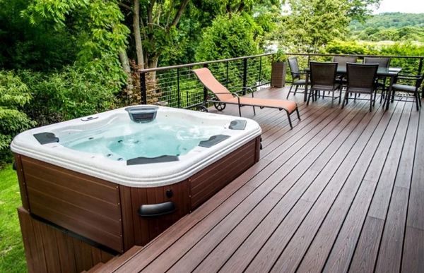 Custom Trex Transcend Deck - Lava Rock with Built-in Spa