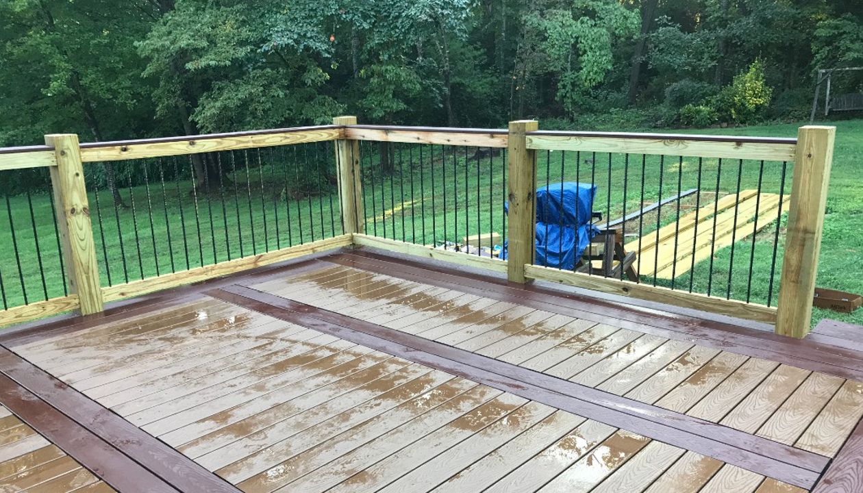 A double feature board in Trex Select Madeira was part of the unique design of this deck