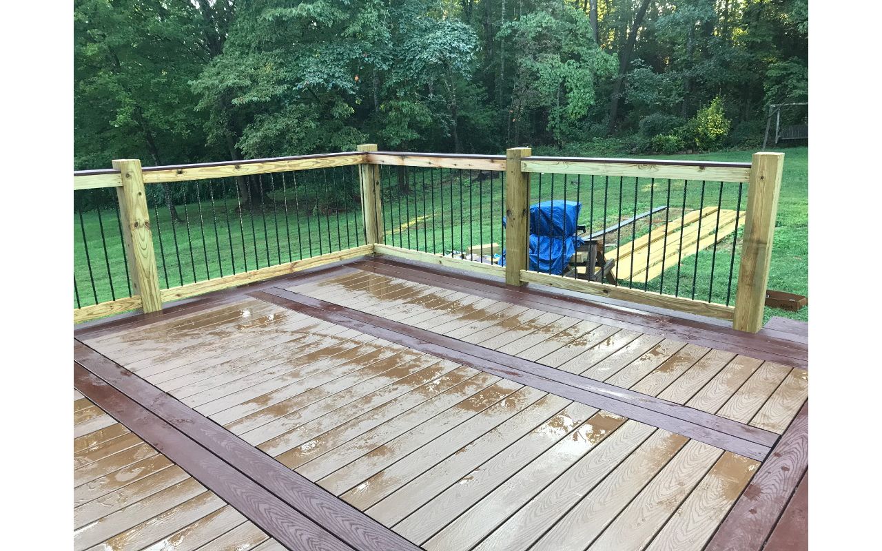 A double feature board in Trex Select Madeira was part of the unique design of this deck