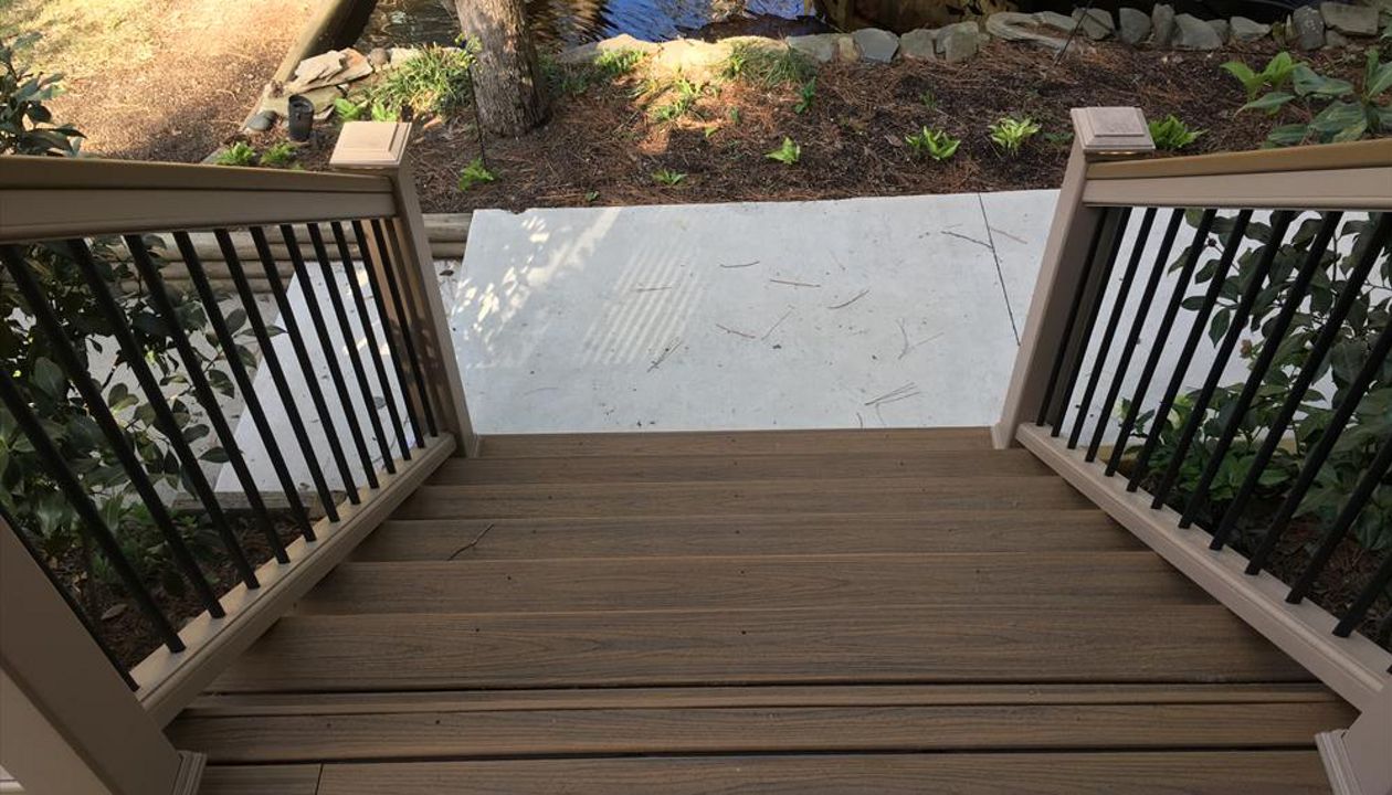 Trex Transcend stairs and handrails stay consistent and safe over time unlike natural products