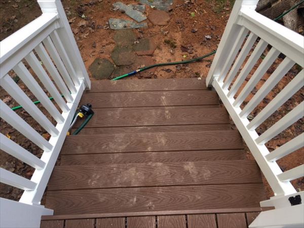 Trex Select stairs require just a simple hose off to look perfect again