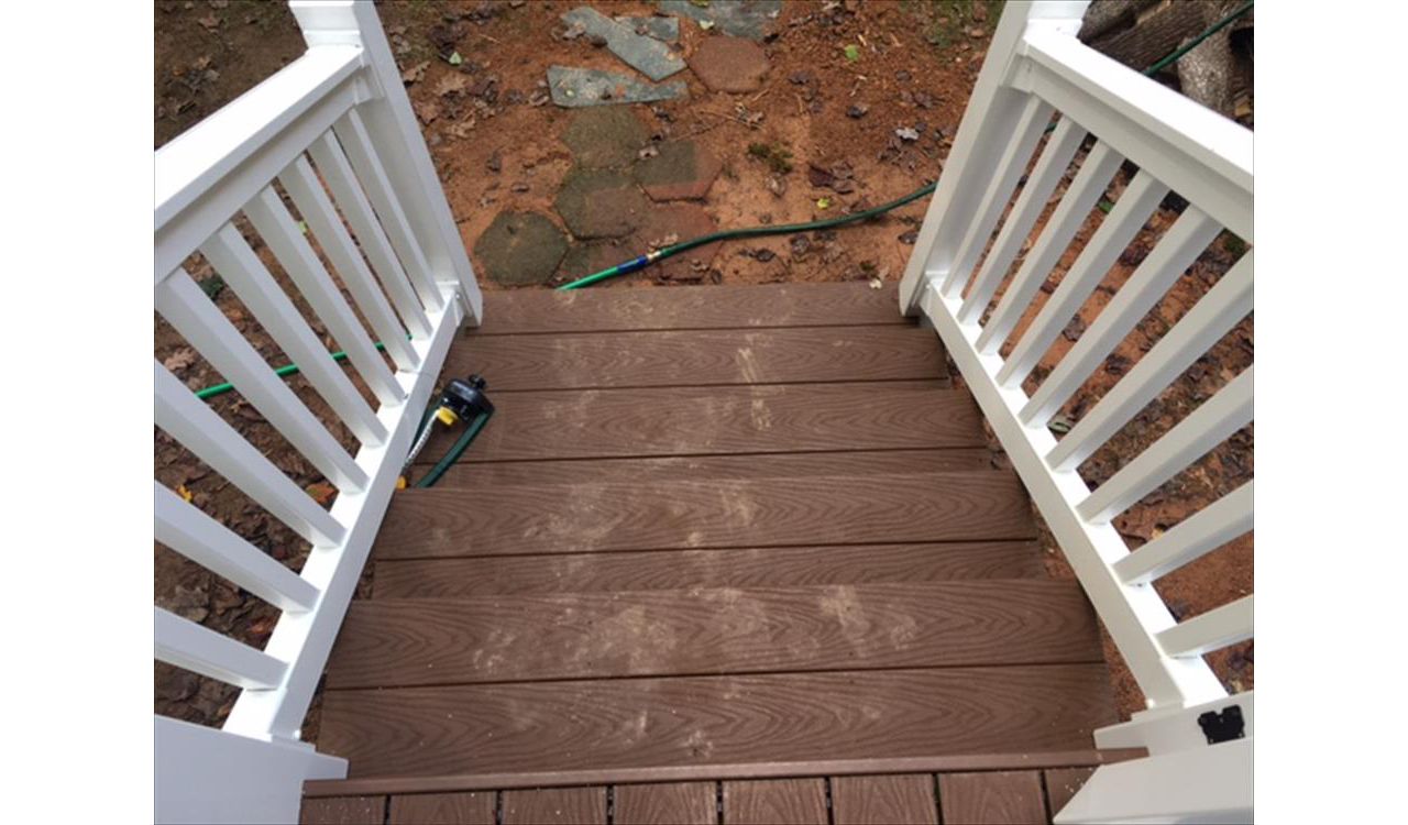 Trex Select stairs require just a simple hose off to look perfect again